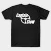 Asian Size Men Black Print T-shirt Captain Slow Classic Logo (White) No-Cut Print Cotton Tshirt
