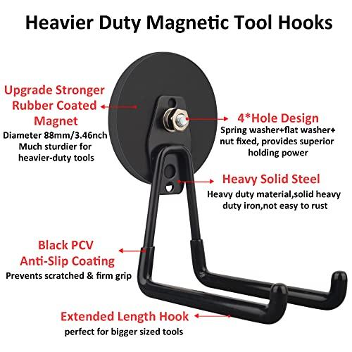 ULIBERMAGNET Strong Magnetic Hooks, Large Magnet with Hook for Heavy Duty Tools, Jigsaws, Hoses, 2-Pack Heavy Duty Magnetic Hooks for Hammer Drills, C