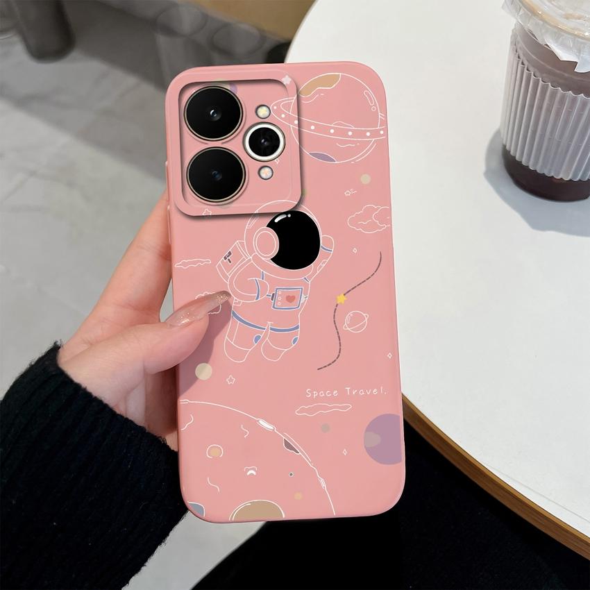 For Realme 15 C71 C73 C33 C35 Note 70 70T C21Y C25s 15T 15X Phone Covers Cute Moon Astronaut Patterns Liquid Silicone Dustproof Shell For Realme Cases