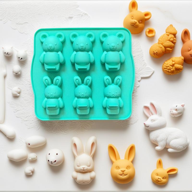 Creative Bear Rabbit Shaped Chocolate Silicone Mold 3D Candy Pudding Biscuit Cake Baking Mold