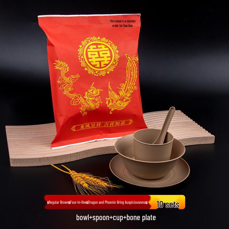 Biodegradable Rice Husk Tableware Set: Bowl & Plate - Ideal for Picnics, Weddings, Banquets.
