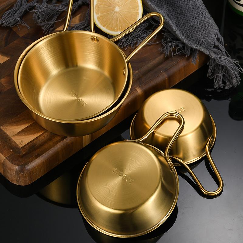 Stainless Steel Korean Style Multipurpose with Handle Bowl Cuisine Fruit Salad Bowl Induction Cooker Heatable