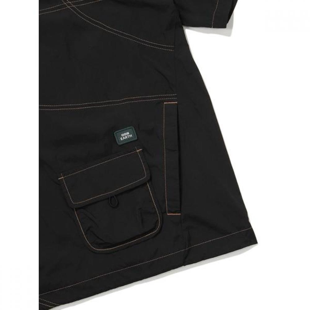 Earth Stitch Short Sleeve Anorak  Black 