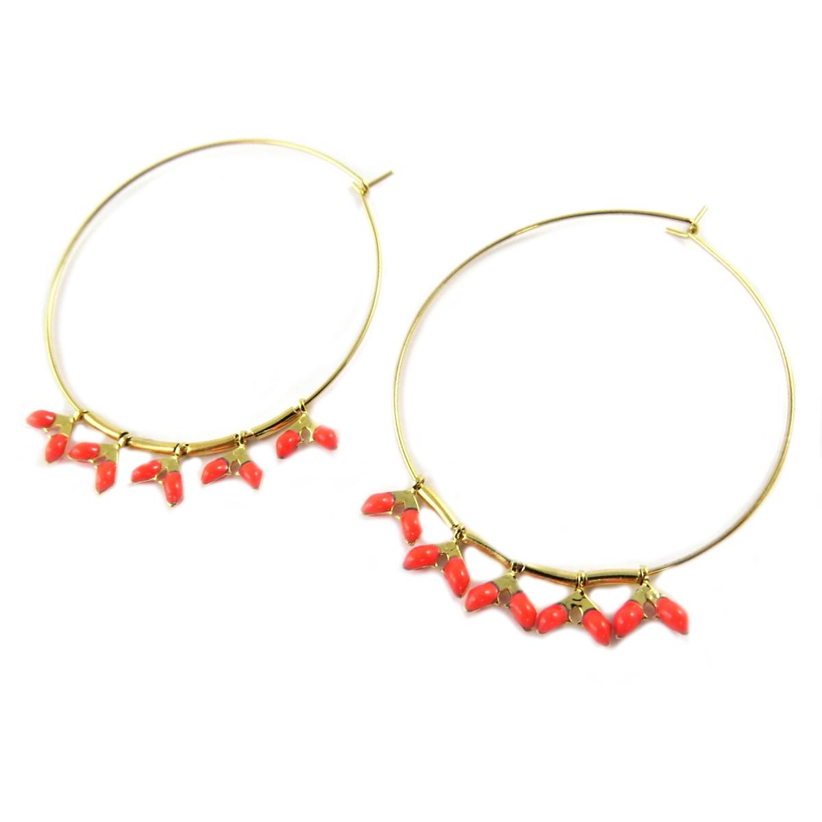 

7bis [Q1403] - Серьги-кольца Artisan Boho розовое золото (колос) - 40 мм 5 мм