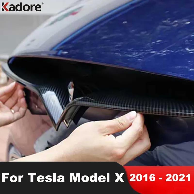 Для Tesla Model X 2016 2017 2018    Углеродное волокно Автомобильная передняя решетка Защитная накладка Декоративная полоса Аксессуары