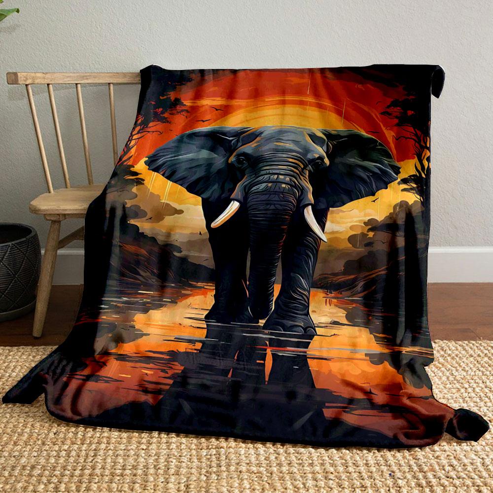 

Elephant Sunset River bedroom Blanket for Livingroom Couch lunch break Soft throw for Friend s festival Gift 80cm x 120cm