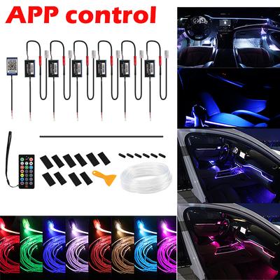 RGB-Auto-Innenraum-Umgebungslicht Neon-Glasfaserstreifen Remote-APP-Bluetooth-Steuerung Thread-freie drahtlose Atmosphäre