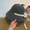 New Striped Strap Large Brim Bucket Hat Women's Summer Foldable Sun Protection UV Protection Outdoor Sun Hat