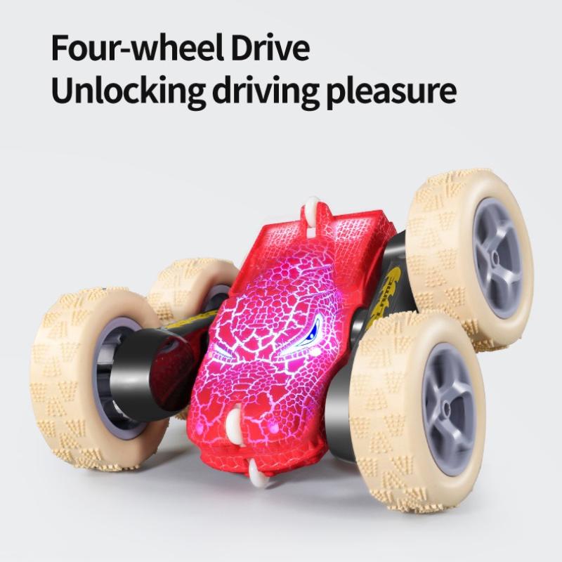 Wireless Remote Control Double-sided Stunt Dump Truck Dinosaur Toy Car 2.4G Drift Four-wheel Drive High-speed Rotating Car