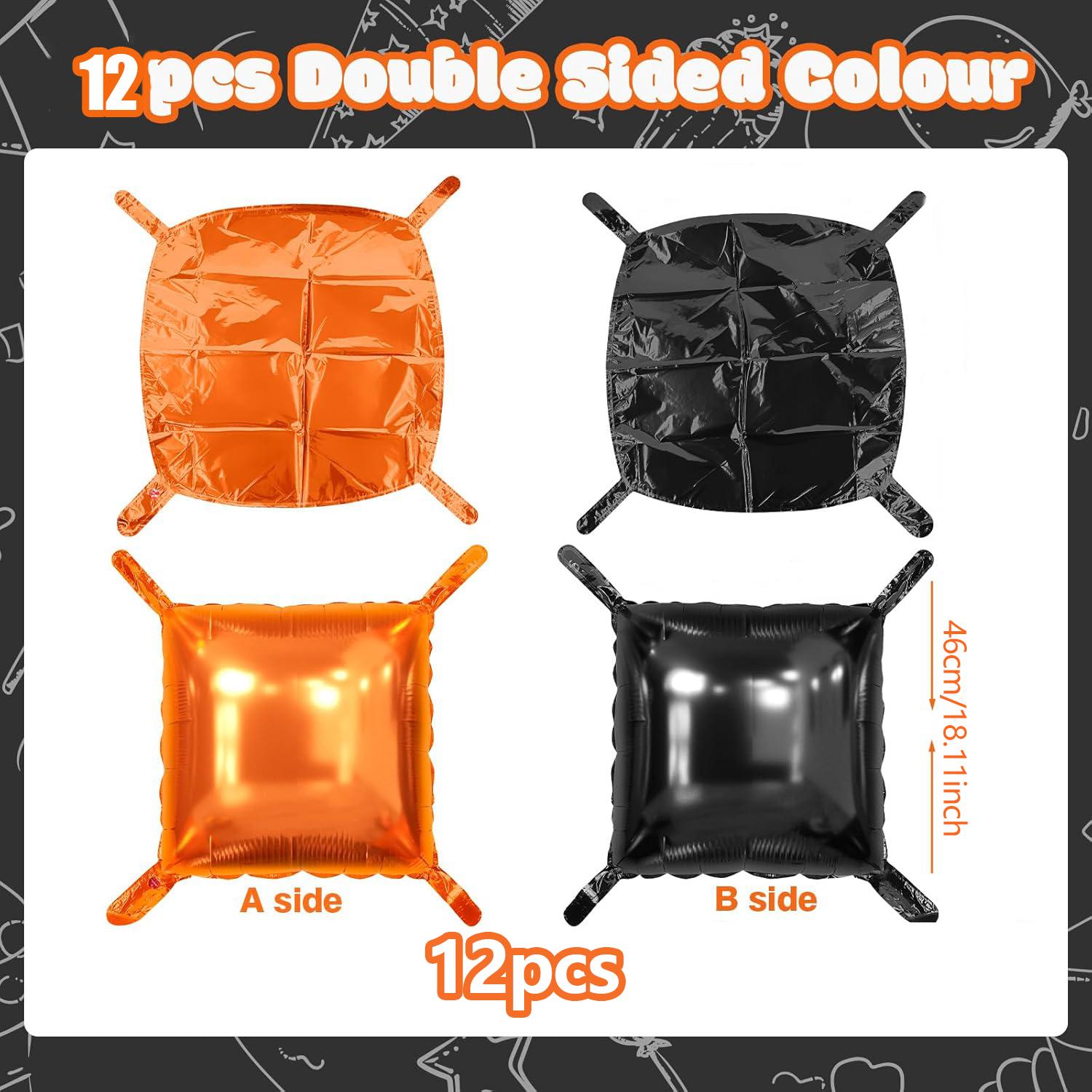 

Black and orange aluminum foil square balloon background wall set, double-sided balloons, used for Halloween party decoration Other
