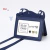 Genuine Leather Work ID Holder with Lanyard, Four Card Slots, Employee Badge Neck Strap.