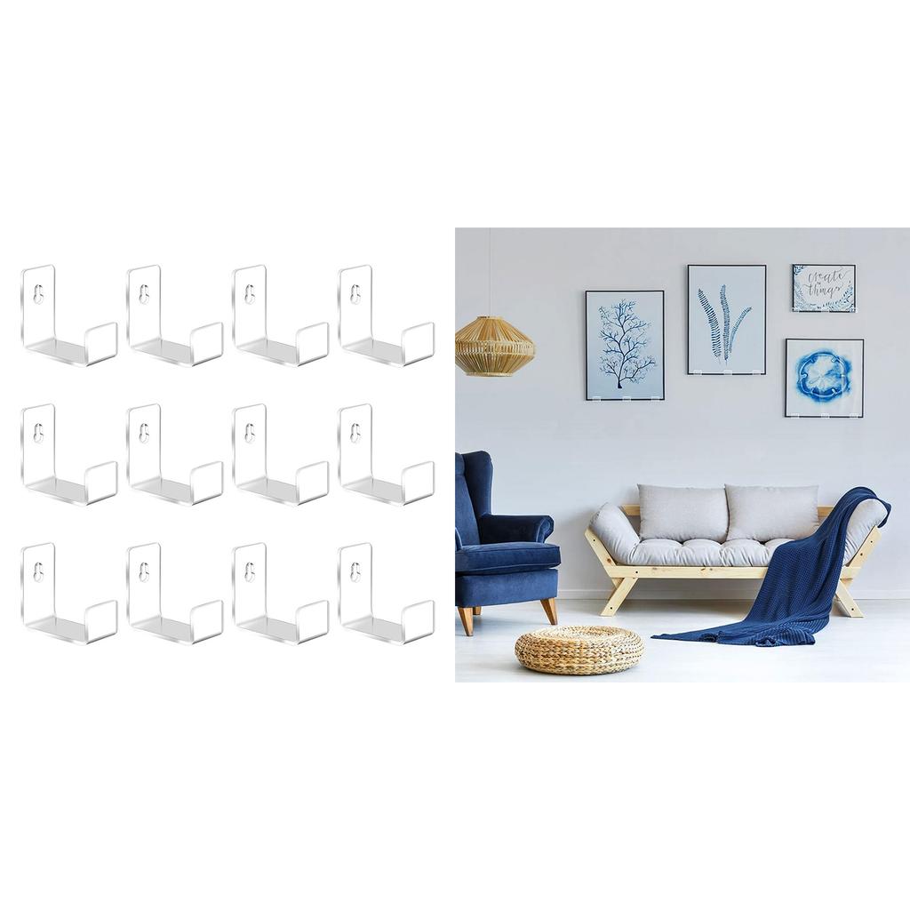 12pcs Clear Record Shelf Wall Mount Vinyls Holder Acrylic Album Records Holder Display Stand Bracket Home Decorations