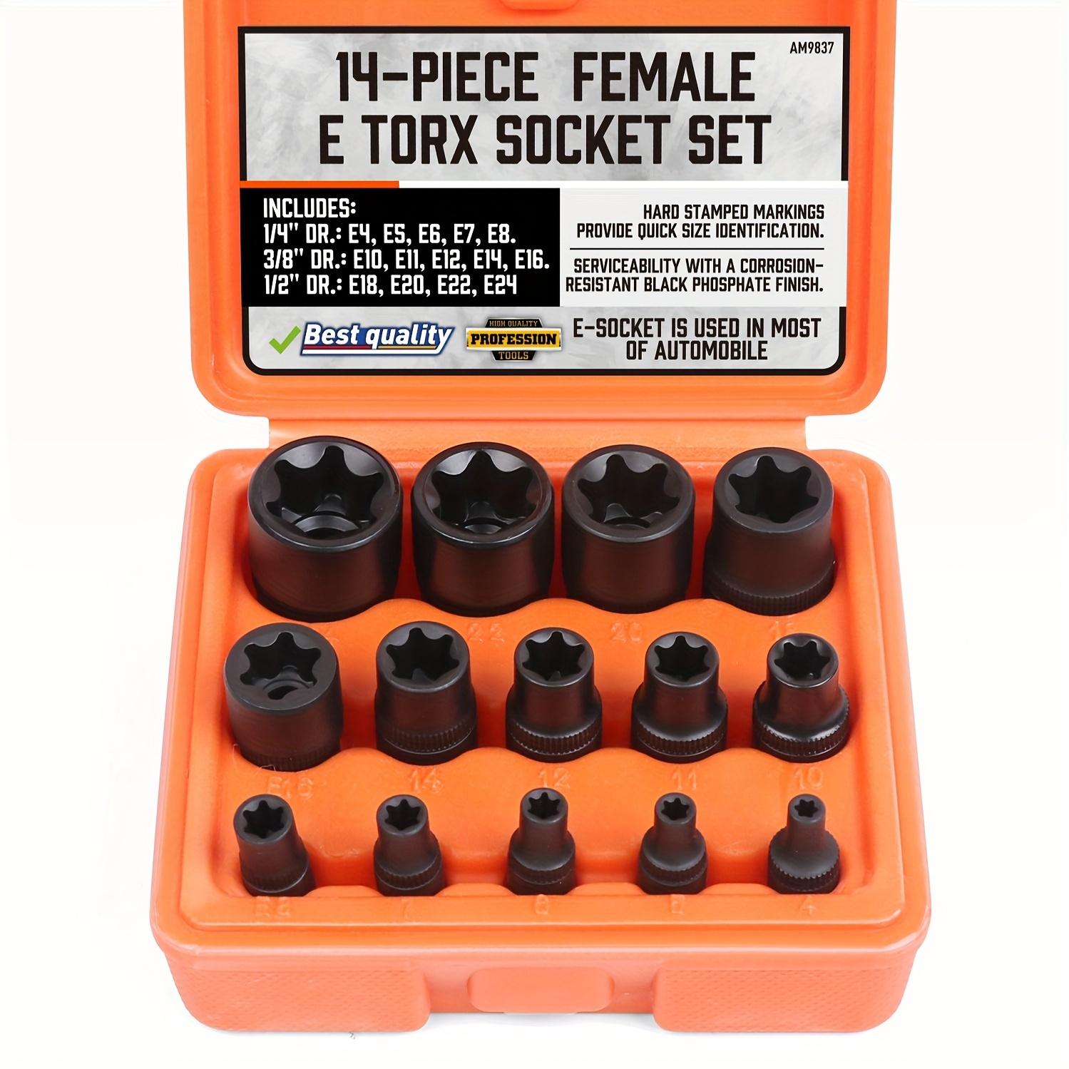 

Набор из 14 шт./компл. Набор головок Torx с внутренним шлицем, направляющей, втулкой с резьбой на валу, инструментом для подшипников и внешней торцевой головкой 1set оранжевый