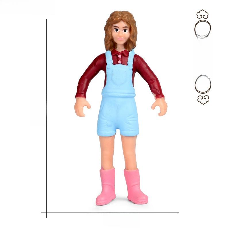 Farm Pasture Simulation Plastic Doll Model Ornament Farmer Worker Animal Woman