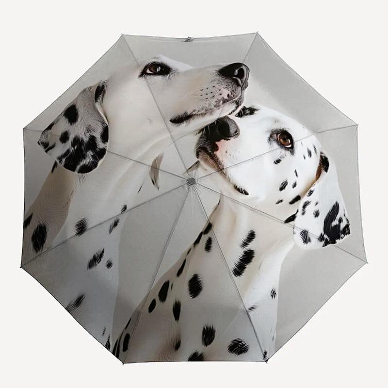1pc Dalmatian Dogs Automatic Open/Close Umbrella 8-Rib Strong Frame, Portable Travel Umbrella for Women & Men, Birthday Gift Parties 003