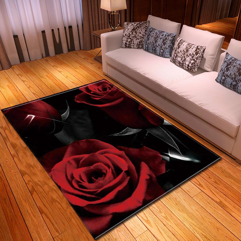 Romantic Rose Flower Carpets Home Decor Living Room Area Rug Floral Bedroom Rug for Girls Floor Mat Soft Kitchen Rug Doormat