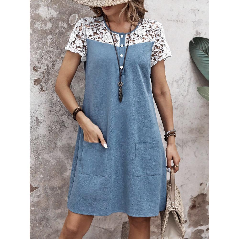 JPNTKY Moda Estiva Primaverile Manica Corta Girocollo Abiti Casual