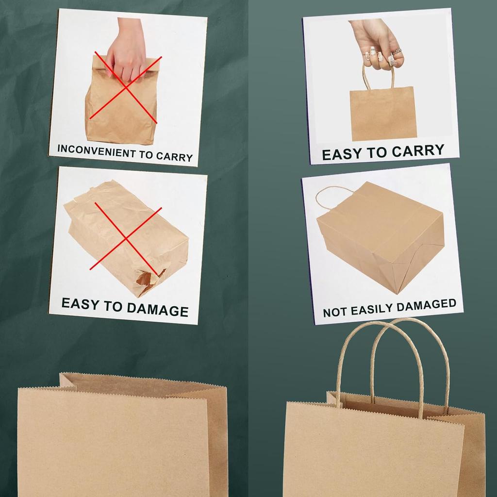 Paper Bags with Handles, Gift Bags Bulk, Retail Bags, Shopping, Milk Tea bags, Eco-friendly Portable Bags