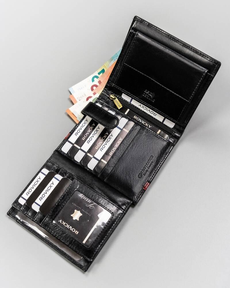 Large Men's Leather Wallet Without Clasp - Rovicky