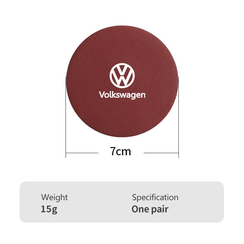 2pcs Car Leather Water Coaster Anti-slip Mats Bottle Cup Holder For Volkswagen VW Tiguan CC Jetta Polo Golf Passat T-ROC Touareg zf9