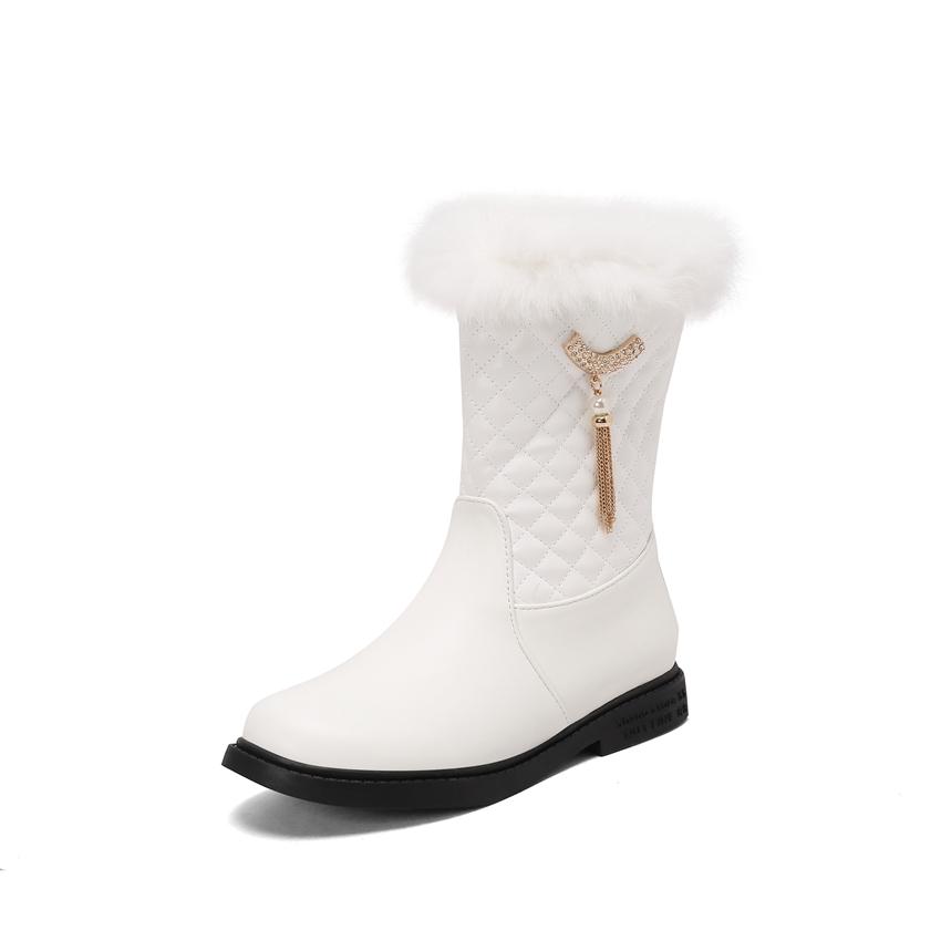 

Женские теплые зимние сапоги на плоской подошве с плюшевым мехом, зимние сапоги до середины голени, повседневные модные зимние туфли для девочек, кампус, принцесса, белые ботильоны 8.5