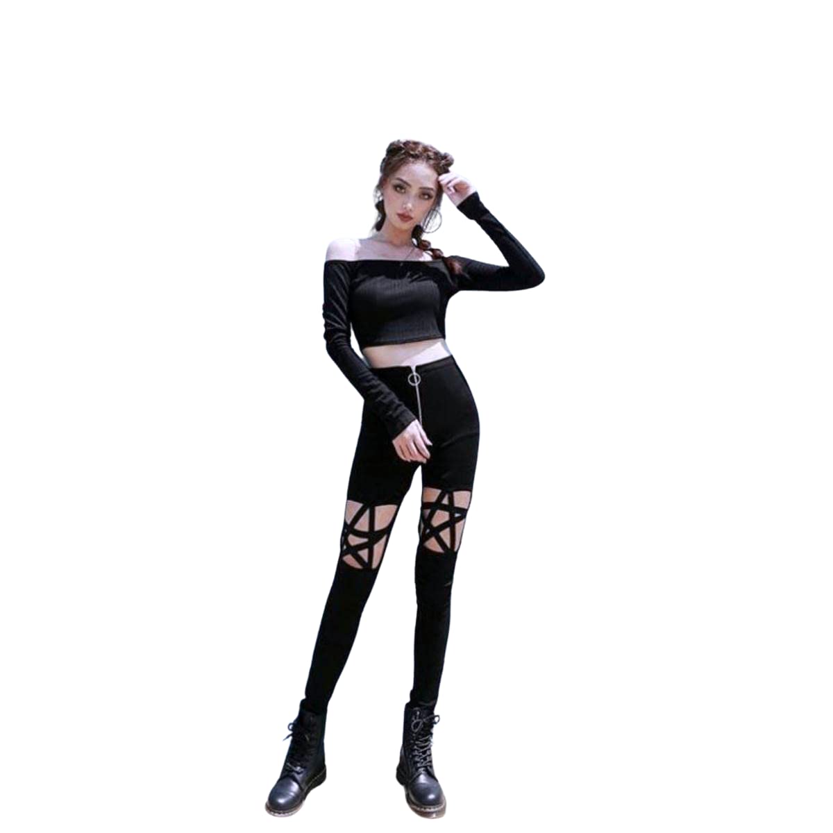 

Belle Cie Crazy Cut Узкие эластичные брюки Женские леггинсы, (СТ/№. 27434) (М, Черный) чёрный