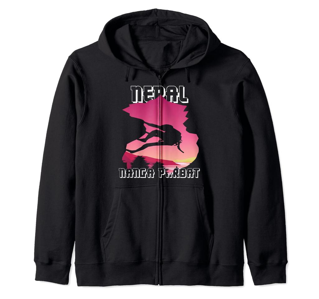 Mountaineer Nanga Parbat Mountain Climber Hiking Nepal Trail Zip Hoodie