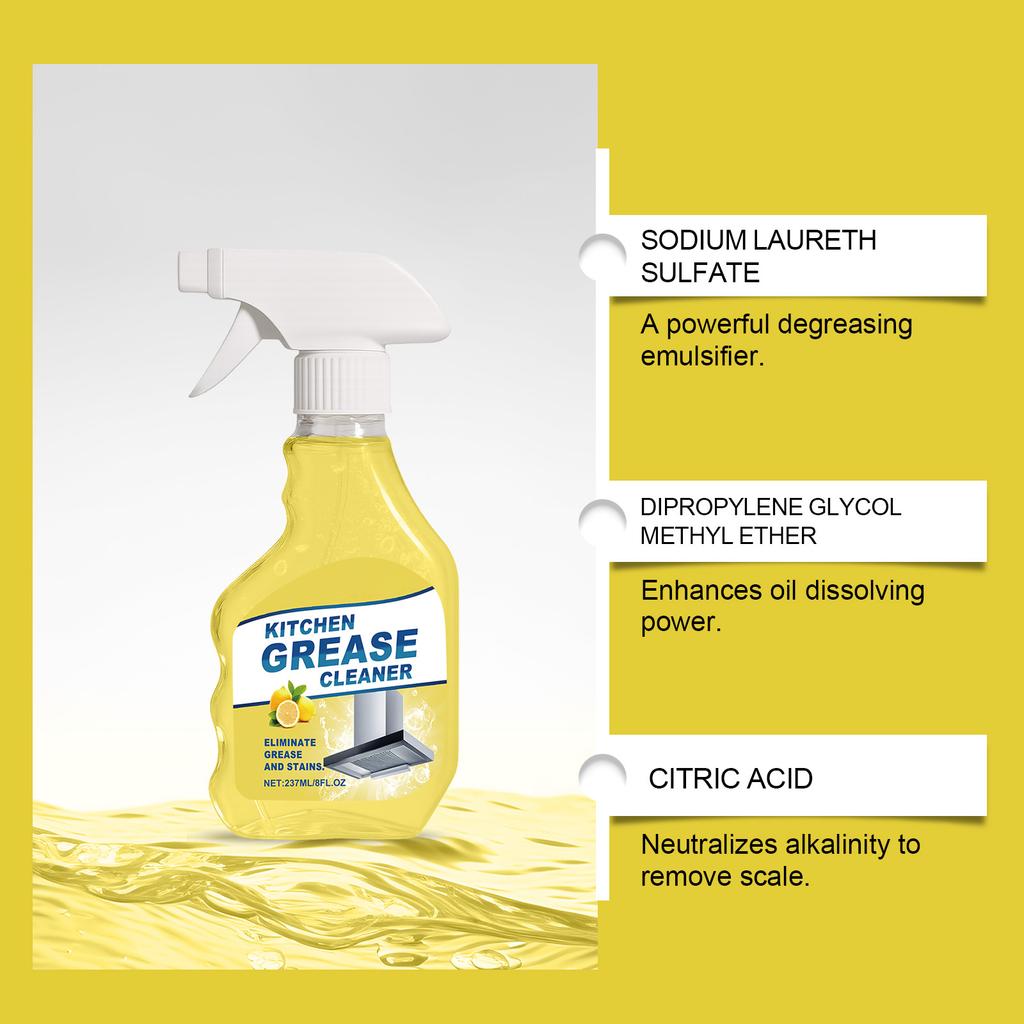 Kitchen Cleaner; Grease Cleaner; Strong Decontamination Spray(237ml)