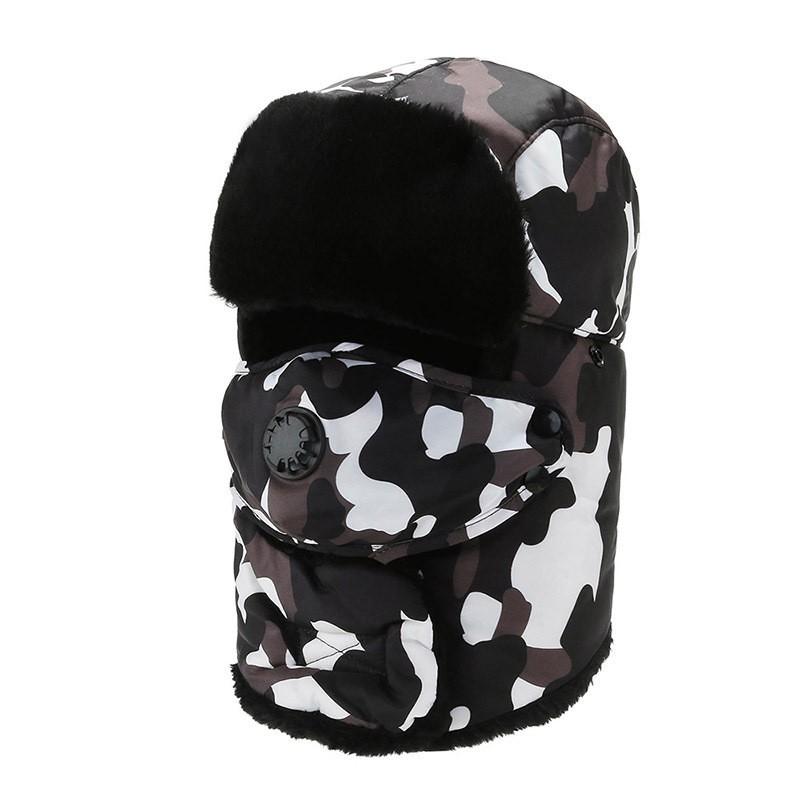 Winter Warm Fleece Lined Camouflage Beanie Hat Men Women Outdoor Fishing Cycling Windproof Ear Protection