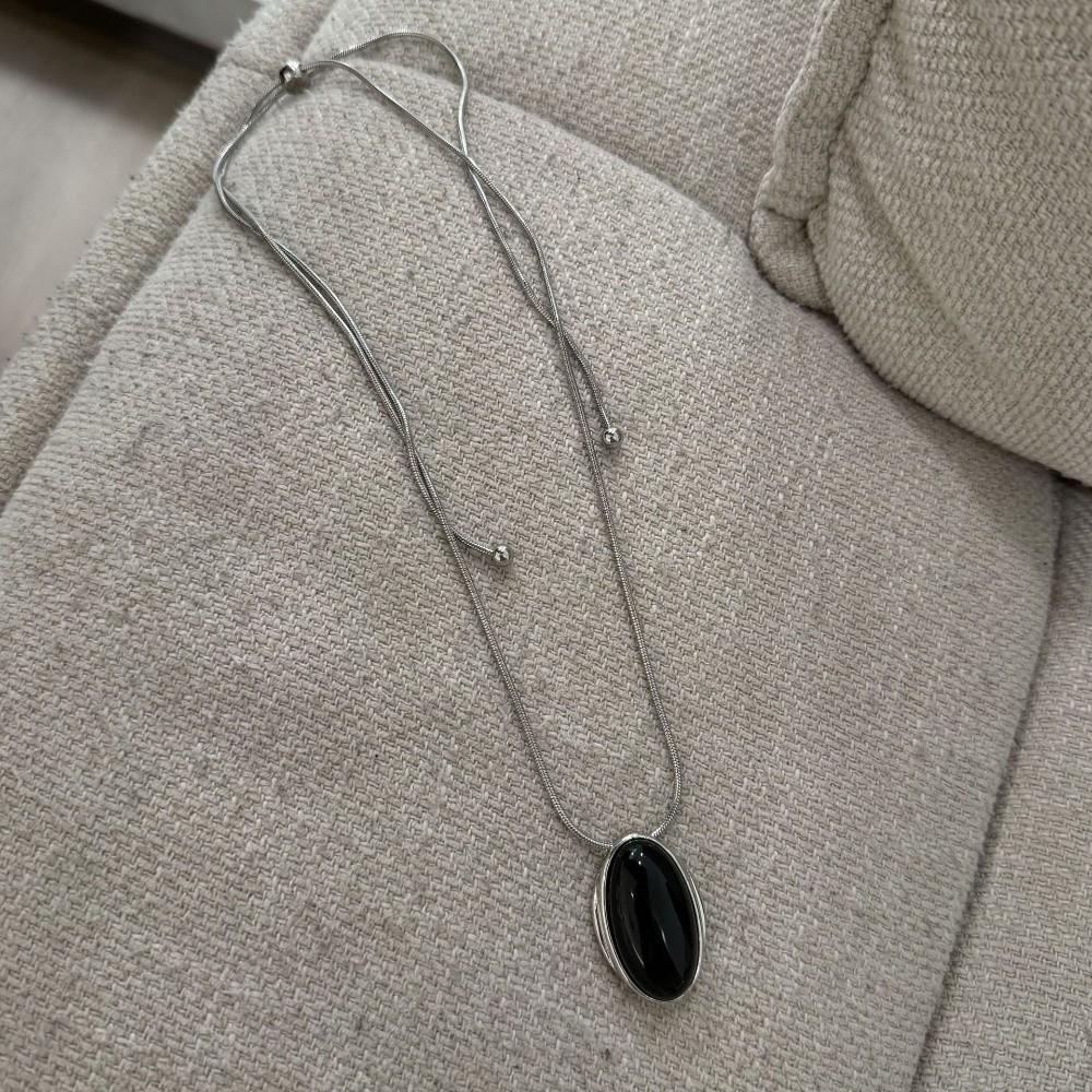 Retro Necklace for Women Advanced Stone Pendant Necklace Trendy Sweater Chain  Clothing Accessories