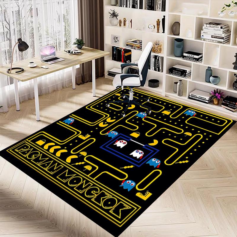 1pc Pacman Mongkok Adventure Carpet for Playroom Bedroom Living Room Sofa Home Decor,kids Game Area Rug Non-slip Floor Mat Y730141