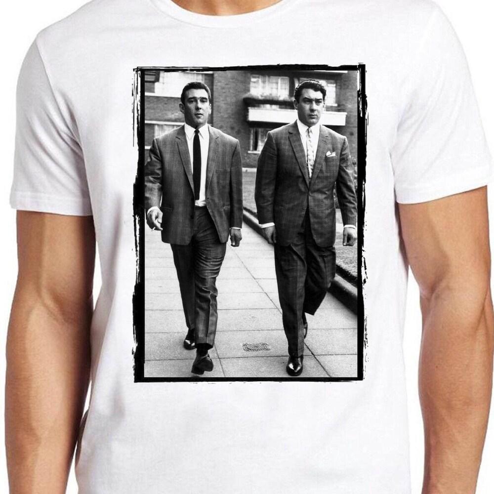 

Футболка 230GSM 100% хлопок Футболка The Kray Twins Brothers East London Gangster Prison Крутая подарочная футболка 393 XS белый