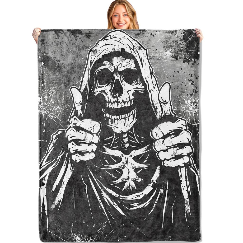 Halloween Fun Skull Dance Plush Blanket All Seasons Suitable for Sofa Bed Office Nap Blanket Cover Blanket