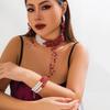 Blutige Imitationsperlen-Kette mit langen Quasten / Armband / Ohrringe für Damen Gothic Halloween Accessoires Modeschmuck