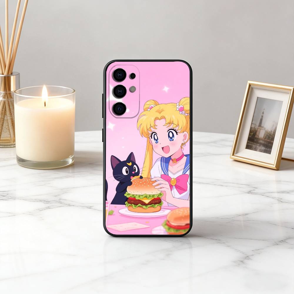 Cute S-Sailor M-Moons Usagi Tsukino Phone Case For Samsung S25,S24,S21,S22,S23,S30,Ultra,S20,Plus,Fe,Soft Silicone Black Cover