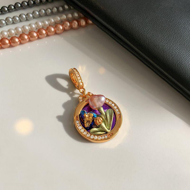 

Изысканное винтажное ожерелье-подвеска в китайском стиле с масляной живописью - Женский роскошный чокер-цепочка на ключицу