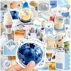 10/30/50pcs Blue Ins Style Cream Art Cartoon Stickers Aesthetic Food Milk Bread Sticker Decorative Phone Diary Kawaii Decals Toy