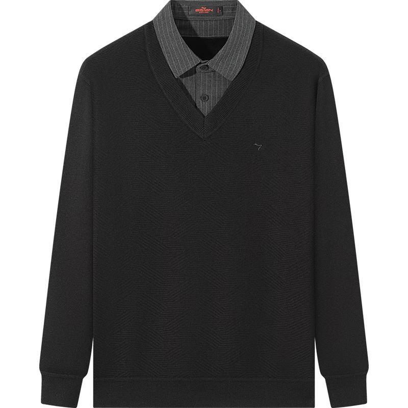 

Qipai Men s Fleece-Lined Wool Blend Pullover Sweater M (170/88A)