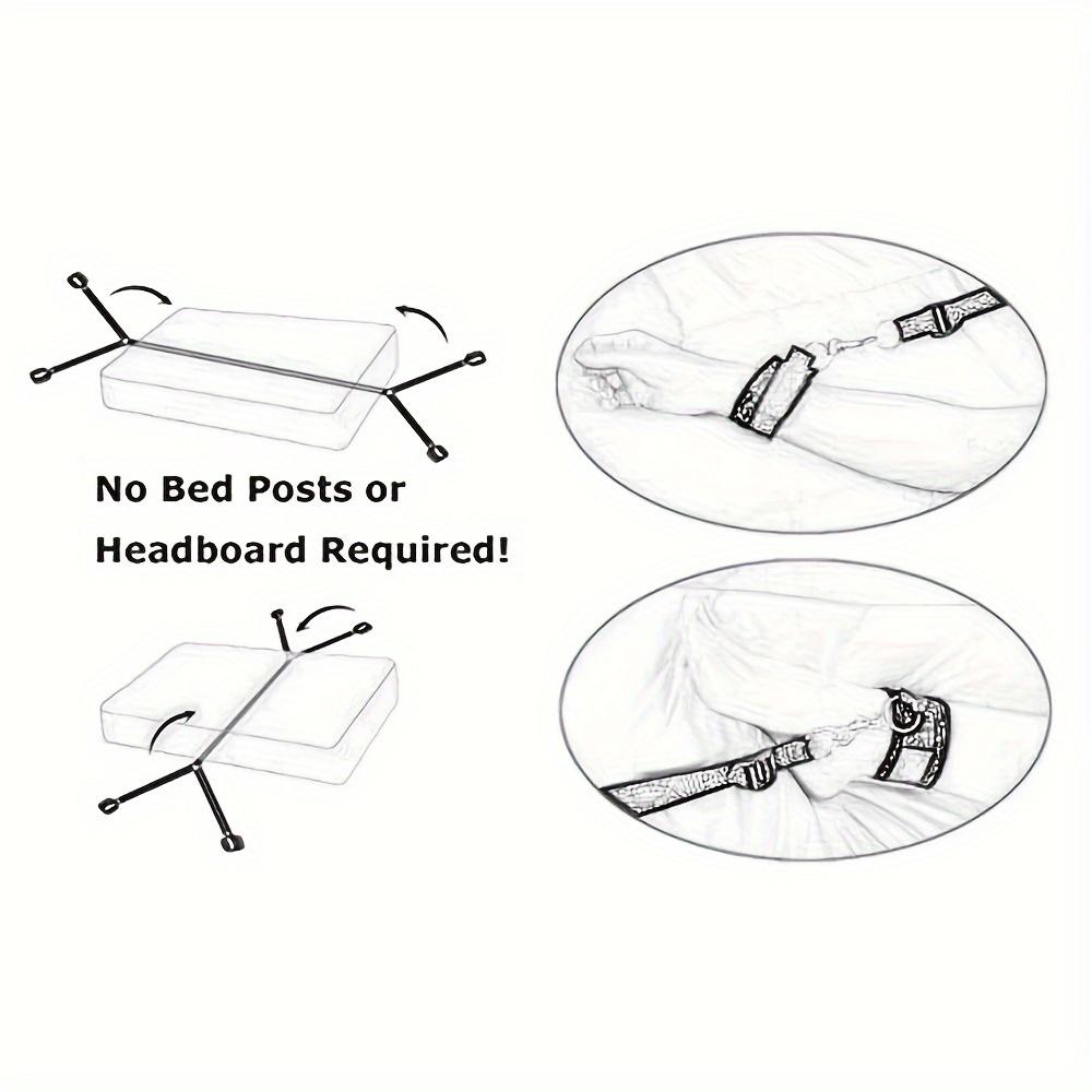 BDSM Bondage Restraint Set: Under Bed Belt, Handcuffs & Wrist/Ankle Cuffs - Adult Couple Sex Toy for Valentine's Day Play