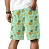 Men's Casual Corduroy Drawstring Shorts Hawaiian Style Tropical Leaf Print Lightweight Comfortable Fit