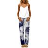Women's 2 Piece Outfit Set, Casual Backless Sleeveless Top with Elastic Waist Long Pants, Suit No Pockets