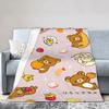 Rilakkuma Leichte Überwurfdecke Weiche Cartoon Flanell Atmungsaktives Design für Zuhause und Outdoor