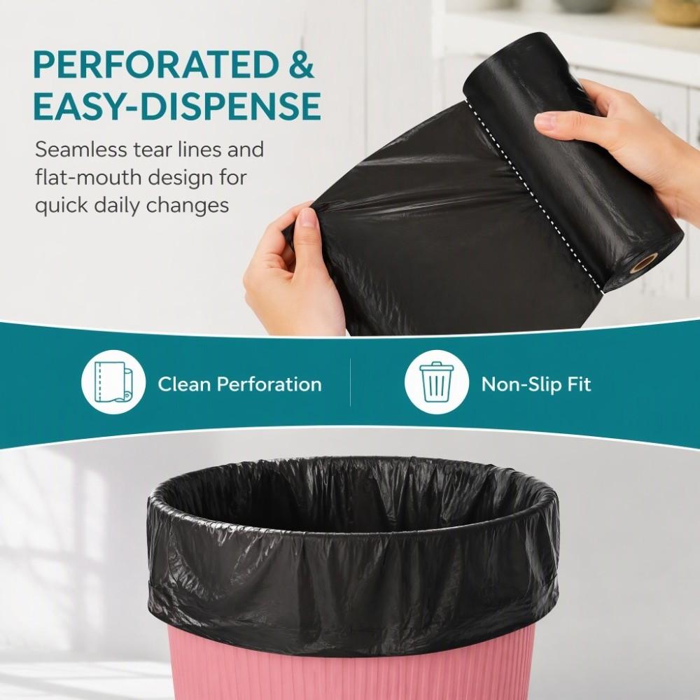 100pcs Black Garbage Bags Thickened Kitchen Waste Bags Practical Flat Mouth Bags Kitchen