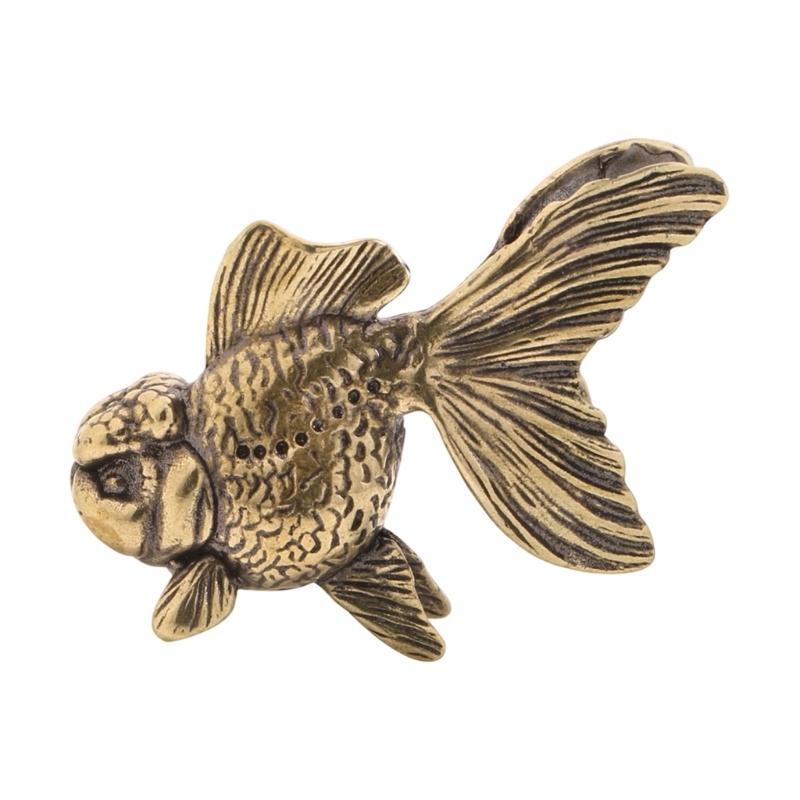 Antique Metal Sturgeon Fish Miniature Sculpture Carving Animal Statue Home Office Decors Collectible Ornament Gift