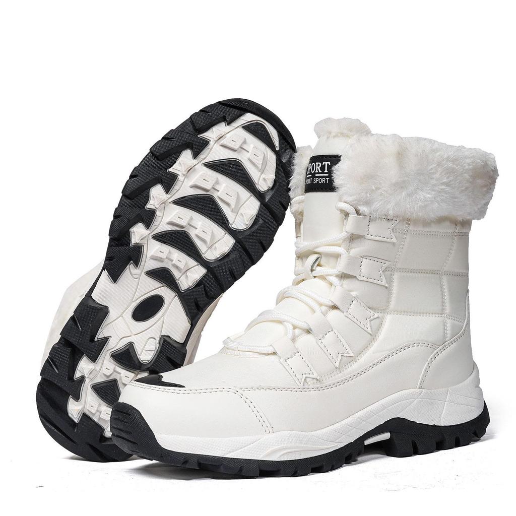 Women's High-Top Winter Snow Boots: Outdoor Travel Style, Plus Cotton, Combat Design, New for 2025.