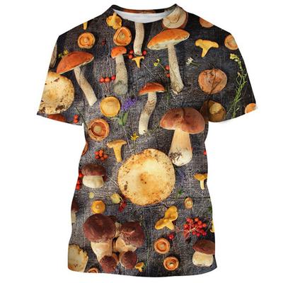 Osobowość Moda Grzyb unisex Casual T-shirt z krótkim rękawem Top z wycięciem pod szyją Nowa zabawa HD 3d z nadrukiem Letnia koszula w dużym rozmiarze