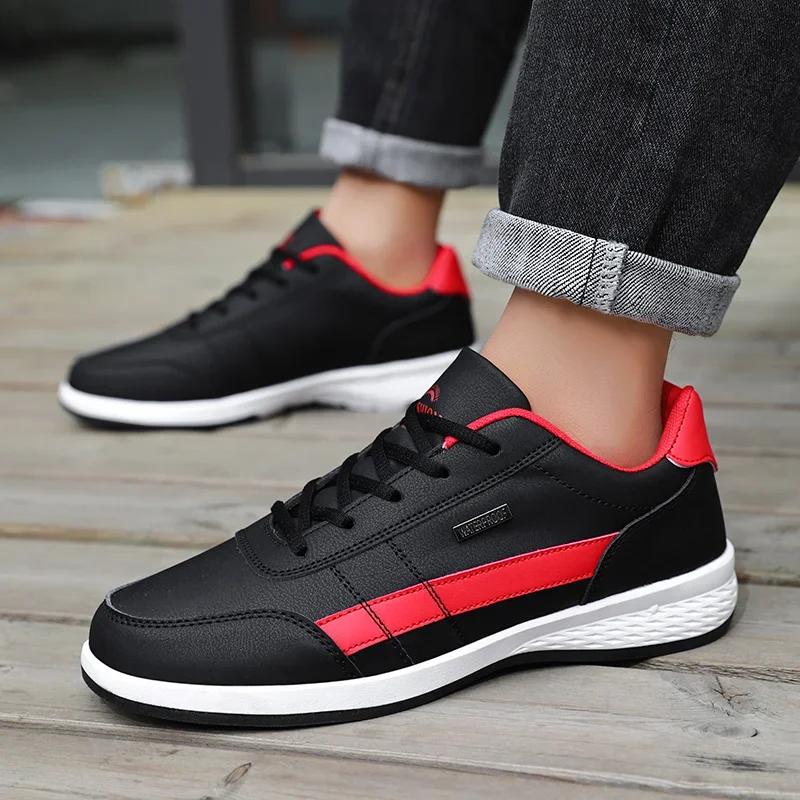 2025Leather Men Shoes Sneakers Trend Casual Shoes Breathable Leisure Male Sneakers Men Non-slip Footwear Men Skateboarding Shoes