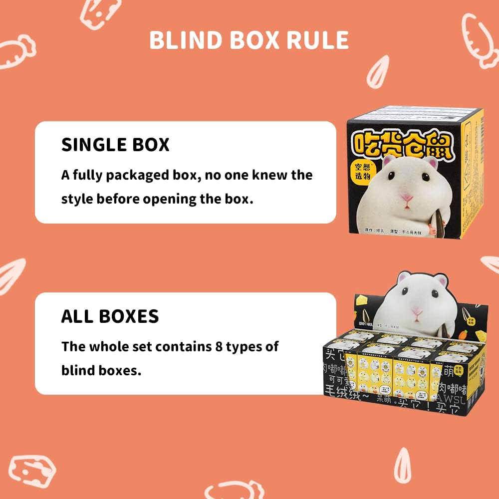 BEEMAI Flocking Greedy Hamster Series 1PC Random Design Cute Figures Collectible Toys Birthday Gifts