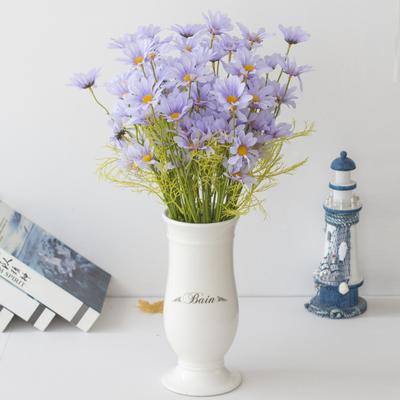 5Pcs Artificial Flower Marguerite Party Supplies Faux Silk Flower Vase Pots Simulated Bouquet for Home