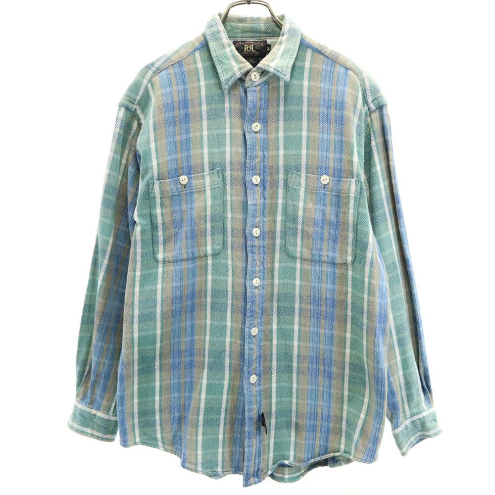 RRL 90s Initial Tag Red 3 Stars Old Check Pattern Long Sleeve Flannel Shirt Men's Used